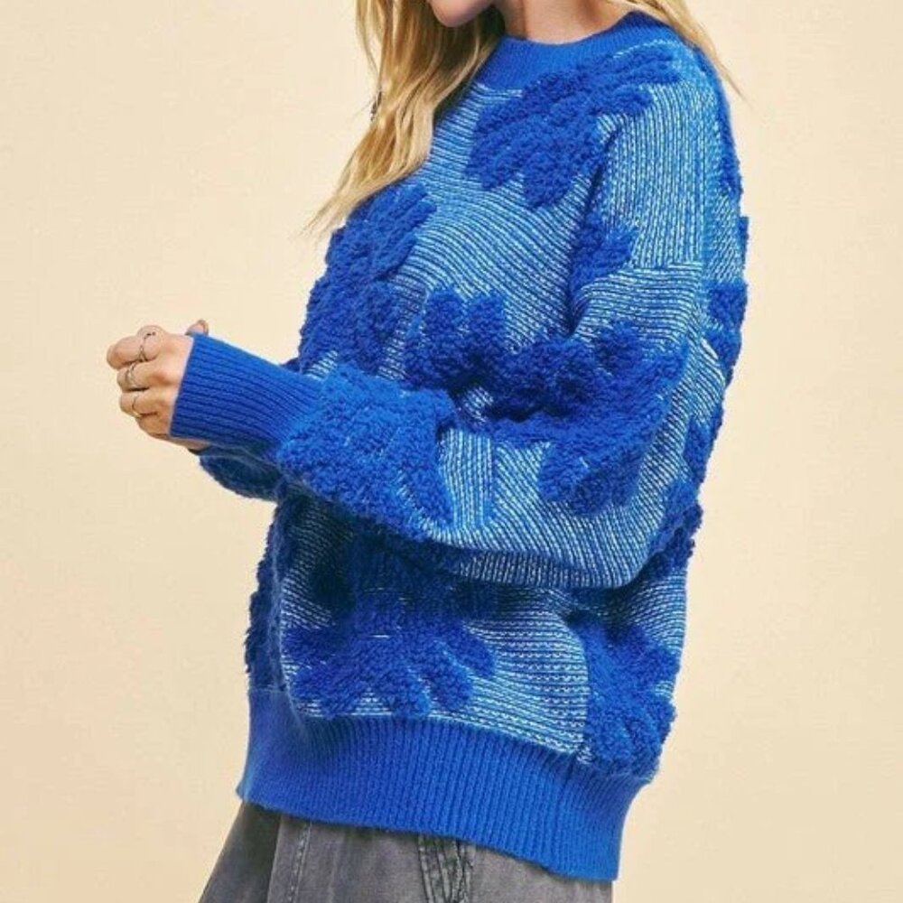 Davi & Dani NEW 3D Flower Texture Round Neck Drop… - image 3